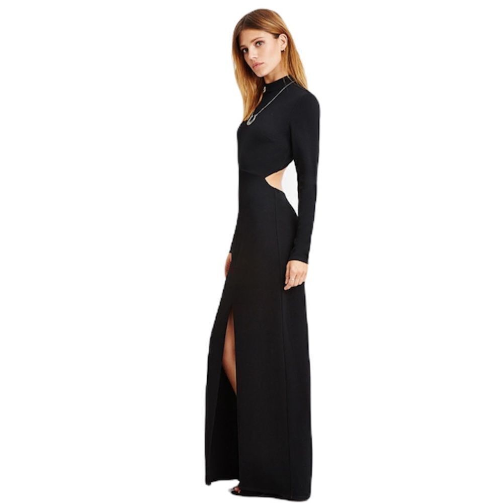 Forever 21 Contemporary Black Open Back Long Sleeve Dress